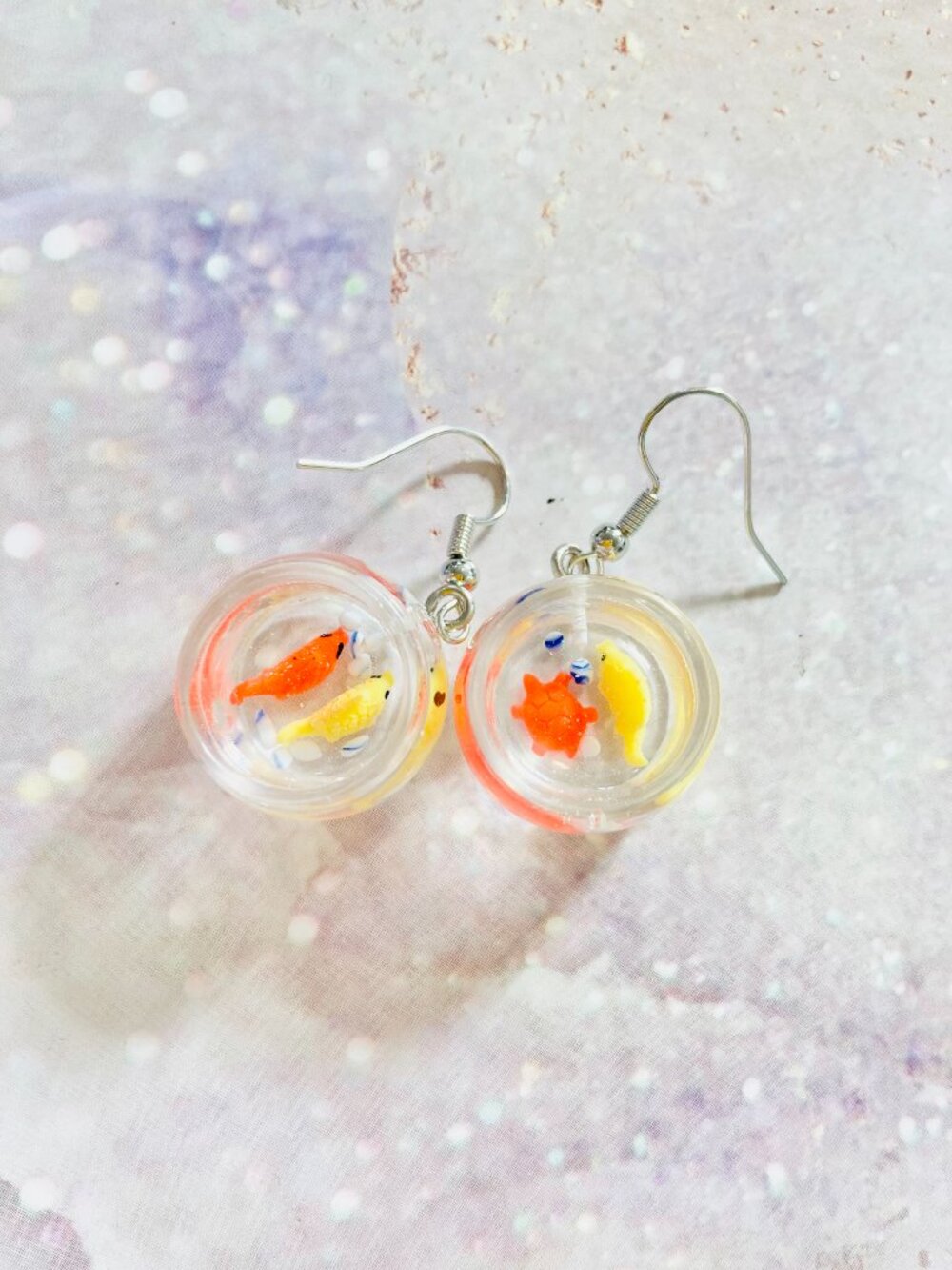 Goldfish bowl earrings